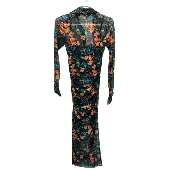 NWT Ted Baker Mesh Shirt Dress Black Floral Size 1 Equivalent Size 2-4 - Picture 3 of 10